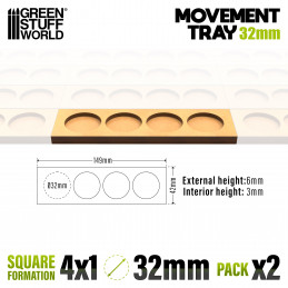 MDF Movement Trays 32mm 4x1 - Skirmish Lines | Movement trays for round bases