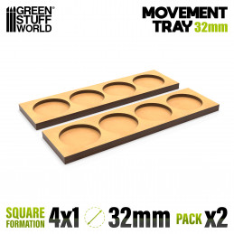 MDF Movement Trays 32mm 4x1 - Skirmish Lines | Movement trays for round bases