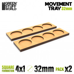 Plateaux de Mouvement MDF 32mm 4x1 - Horde en Ligne | Plateaux de mouvement pour bases rondes