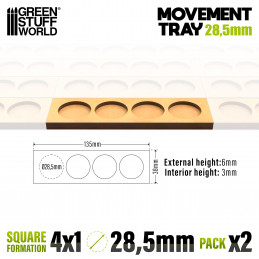 MDF Movement Trays 28.5mm 4x1 - Skirmish Lines | Movement trays for round bases