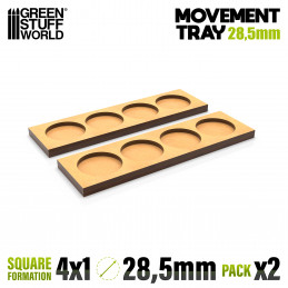 MDF Movement Trays 28.5mm 4x1 - Skirmish Lines | Movement trays for round bases