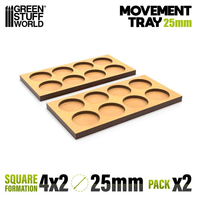 MDF Movement Trays 25mm 4x2 - Skirmish Lines | Movement trays for round bases