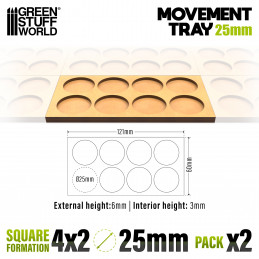 MDF Movement Trays 25mm 4x2 - Skirmish Lines | Movement trays for round bases