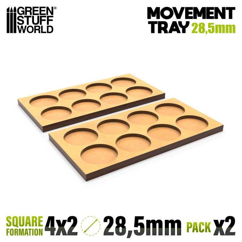 MDF Movement Trays 28.5mm 4x2 - Skirmish Lines | Movement trays for round bases