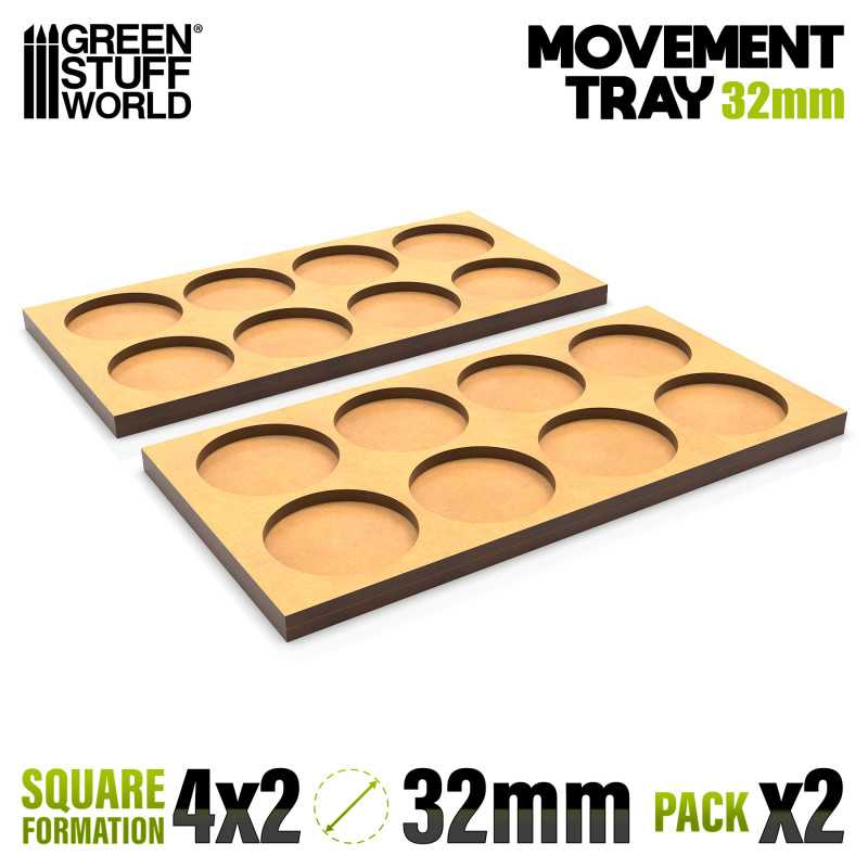 Plateaux de Mouvement MDF 32mm 4x2 - Horde en Ligne | Plateaux de mouvement pour bases rondes