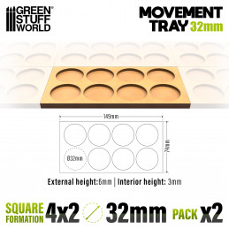 MDF Regimentsbases 32mm 4x2 - Skirmish Lines | Regimentsbases für runde Sockel