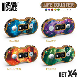 Doppelter Lebenspunktezähler (Set x4) | Lebenspunktezähler