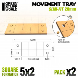 MDF Movement Trays - Slimfit Square 100x40mm | Movement trays for square bases