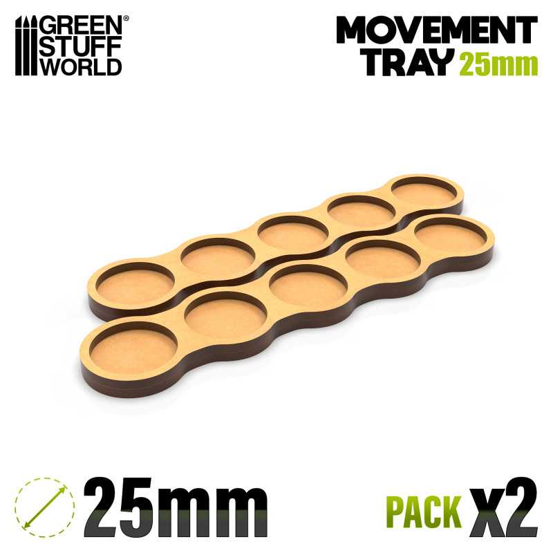 Plateaux de Mouvement MDF - Skirmish AOS 25mm 5x1 | Plateaux de mouvement pour bases rondes