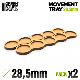MDF Movement Trays - Skirmish AOS 28.5mm 5x1 | Movement trays for round bases
