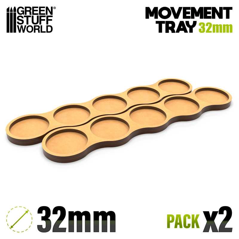 Plateaux de Mouvement MDF - Skirmish AOS 32mm 5x1 | Plateaux de mouvement pour bases rondes