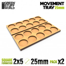 MDF Movement Trays 25mm 5x2 - Skirmish Lines | Movement trays for round bases