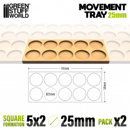 MDF Movement Trays 25mm 5x2 - Skirmish Lines | Movement trays for round bases