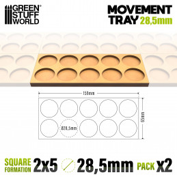 MDF Movement Trays 28.5mm 5x2 - Skirmish Lines | Movement trays for round bases