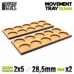 MDF Movement Trays 28.5mm 5x2 - Skirmish Lines | Movement trays for round bases