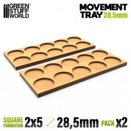 Plateaux de Mouvement MDF 28.5mm 5x2 - Horde en Ligne | Plateaux de mouvement pour bases rondes