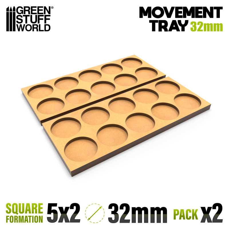 MDF Movement Trays 32mm 5x2 - Skirmish Lines | Movement trays for round bases