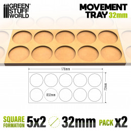 MDF Movement Trays 32mm 5x2 - Skirmish Lines | Movement trays for round bases