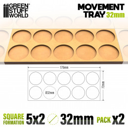 Plateaux de Mouvement MDF 32mm 5x2 - Horde en Ligne | Plateaux de mouvement pour bases rondes