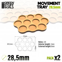 MDF Movement Trays - Skirmish AOS 28.5mm 3x4x3 | Movement trays for round bases