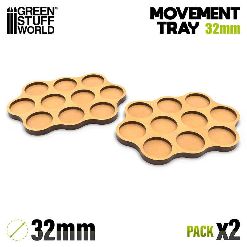 MDF Movement Trays - Skirmish AOS 32mm 3x4x3 | Movement trays for round bases