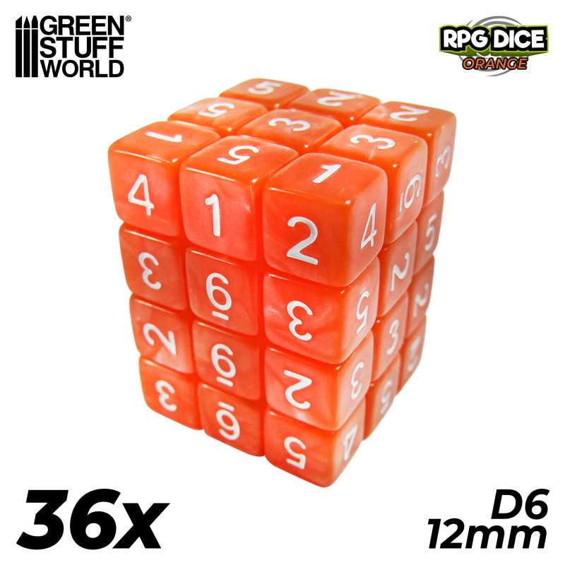 36x Dadi D6 12mm - Arancione | Dadi D6
