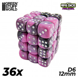 36x D6 12mm Dice - Pink Swirl | Board Game Dices
