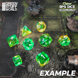 36x D6 12mm Dice - Clear Green/Yellow | D6 Dices