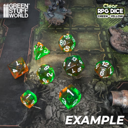 36x D6 12mm Dice - Clear Orange/Green | D6 Dices