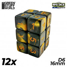 12x D6 16mm Dice - Amber Swirl | D6 Dices