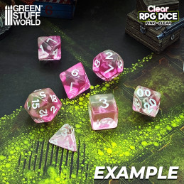 12x D6 16mm Dice - Clear Pink | D6 Dices