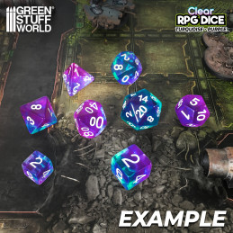 12x D6 16mm Dice - Clear Turquoise/Purple | D6 Dices
