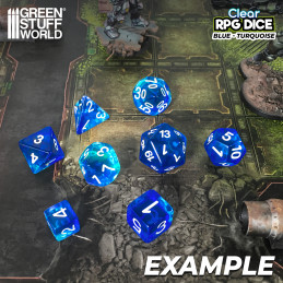 12x D6 16mm Dice - Clear Blue/Turquoise | D6 Dices