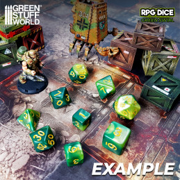 5x D20 20mm Dés de Jeu - Vert Marbre | Dés - Jeux de société