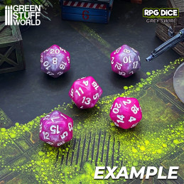 5x D20 20mm Dice - Pink - Grey | Board Game Dices