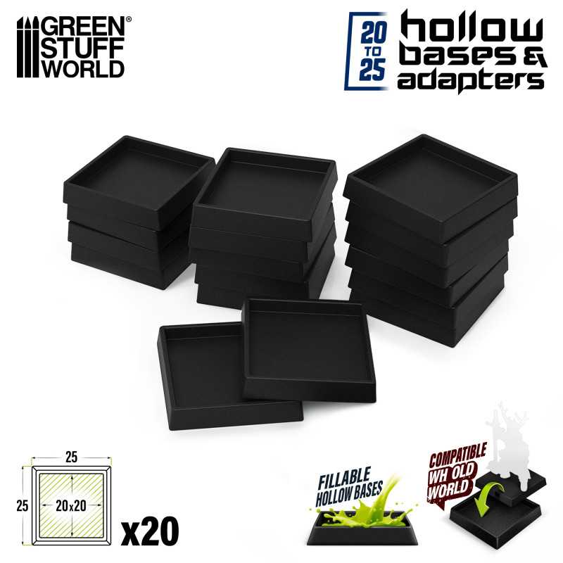 ▷ Socles carrés en plastique Noir avec Creux 25 mm