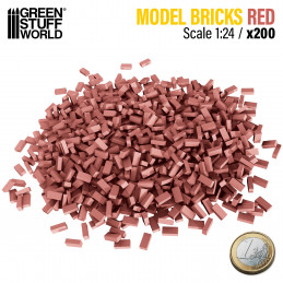 Miniature Bricks - Red x200 1:24 | Miniature bricks