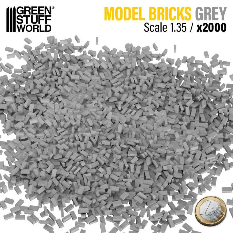 Miniature Bricks - Grey x2000 1:35 | Miniature bricks