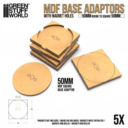MDF Base adapter - round to square 50mm | Base adaptors