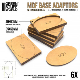 Adattatore base MDF - Ovale 35x60 mm a quadrato 40x60 mm | Adattatori Basette