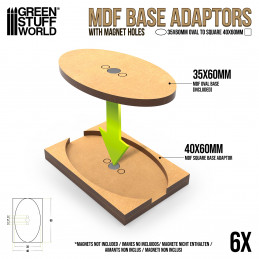 MDF Basisadapter - Oval 35x60mm auf Quadrat 40x60mm | Basisadapter