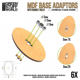 MDF Basisadapter - Oval 35x60mm auf Quadrat 40x60mm | Basisadapter