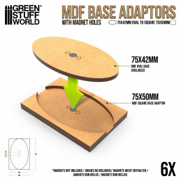 Adattatore base MDF - Ovale 75x42mm a quadrato 75x50mm | Adattatori Basette