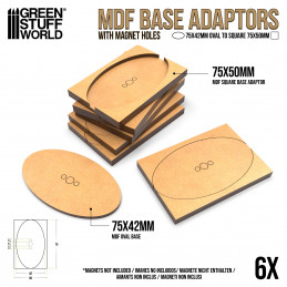 Adaptateur de socles MDF - Ovale 75x42mm à Carré 75x50mm | Adaptateurs de Socles