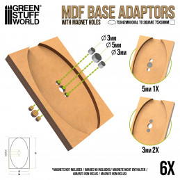 MDF Basisadapter - Oval 75x42mm auf Quadrat 75x50mm | Basisadapter