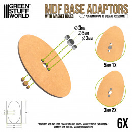 Adattatore base MDF - Ovale 75x42mm a quadrato 75x50mm | Adattatori Basette