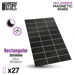 Feuilles magnétiques - Rectangulaire 30x60mm | Aimants adhésifs prédécoupés