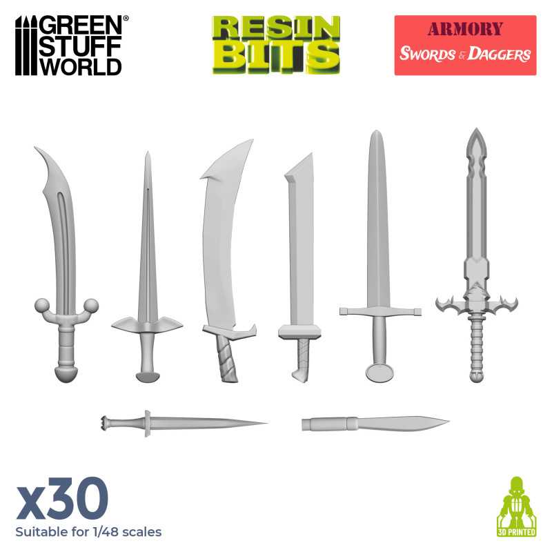 3D printed set - Swords & Daggers | Infantry weapon arms and accessories