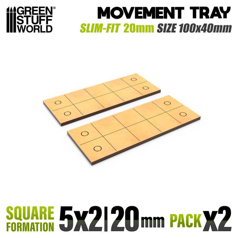 Vassoi di Movimento MDF - Quadrate Slimfit 100x40mm | Vassoi di movimento per basi quadrate