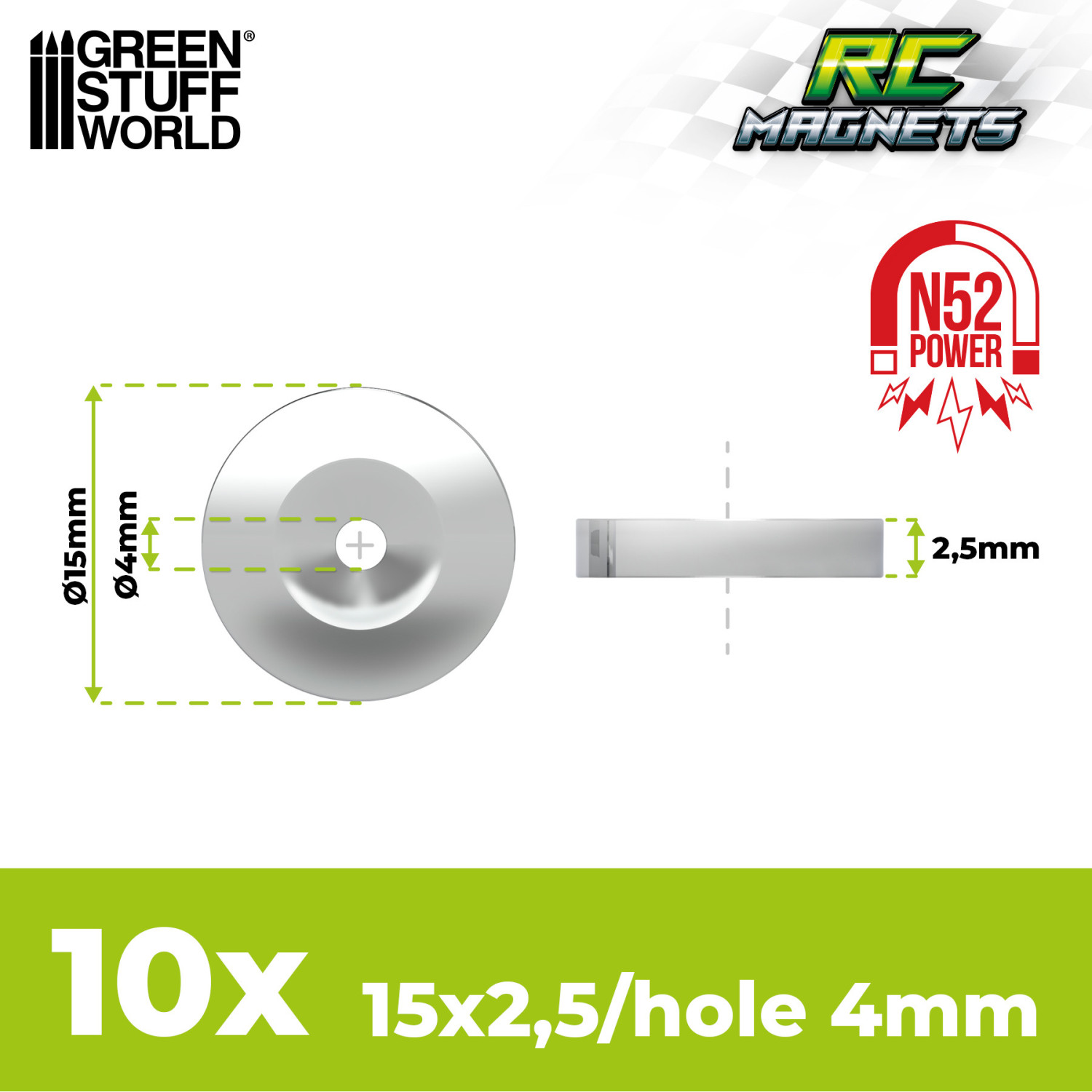 Neodymium Magnets 15x2,5mm Hollow | Compatible with RC Cars - GSW